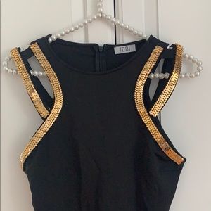 Tobi Black Bodycon Dress W/ Gold Chain M Medium